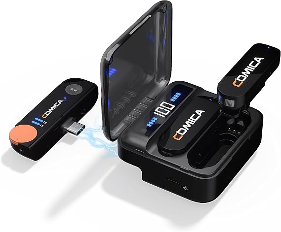 Comica VIMO S-UCBlack Wireless Pin Microphone, External Smartphone