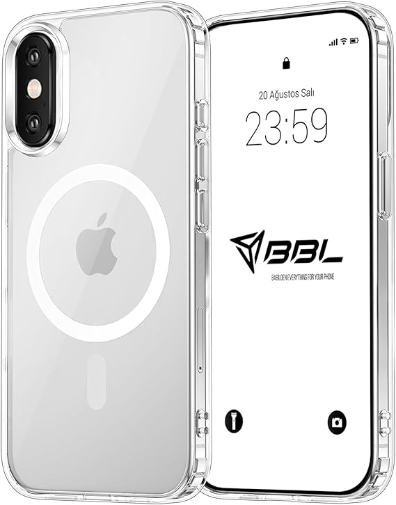 Babilden iPhone X/XS İçin Kılıf Kamera Korumalı Magsafe İle Uyumlu Kablosuz Şarj Özellikli Şeffaf Telefon Kılıfı