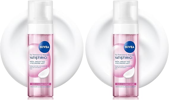 NIVEA Face Wash Foam Soothing 150ml, Dry Skin, Deep Facial Cleansing, Skin Care with Natural Almond Oil (2 packs)