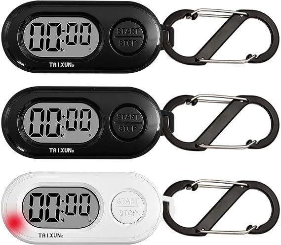 Pack of 3 Mini Countdown Timer Sporty Stop Watch Keyring Mute Version & Ringtone Version Silent Timer Egg Timer Digital Easy to Read for Men and Girls