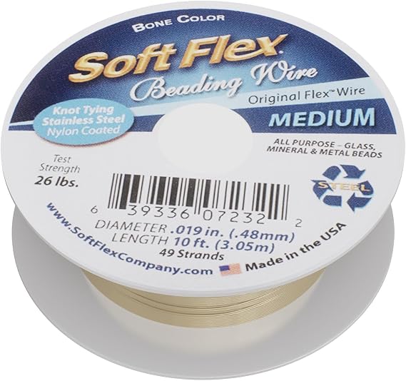 Soft Flex 49ストランドビーズワイヤー、0.48cm、3m、デザインワイヤー。