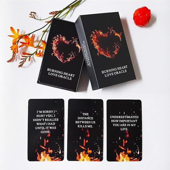 Burning Heart Love Oracle Cards Deck, Twin Flame Oracle Cards, Oracle Deck Help You Gain Insight into What The Person is Thinking or Trying to Communicate with You