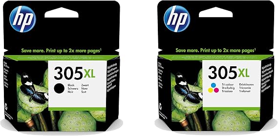 HP 6ZA94AE 305XL Yüksek Verimli Orijinal Mürekkep Kartuşları, Siyah/Üç Renkli, Çoklu Paket