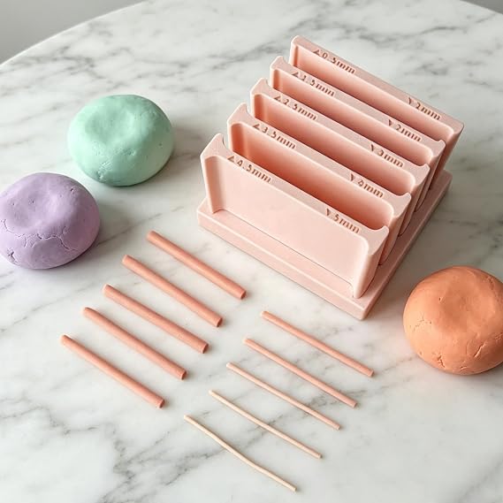 Clay Thickness String Roller Tool - Precision Polymer Strip Rolling Guide with 5 Sizes | Polymer Strip Thickness String Roller Tool for DIY Crafts, Jewelry Making, Pottery, Sculpting