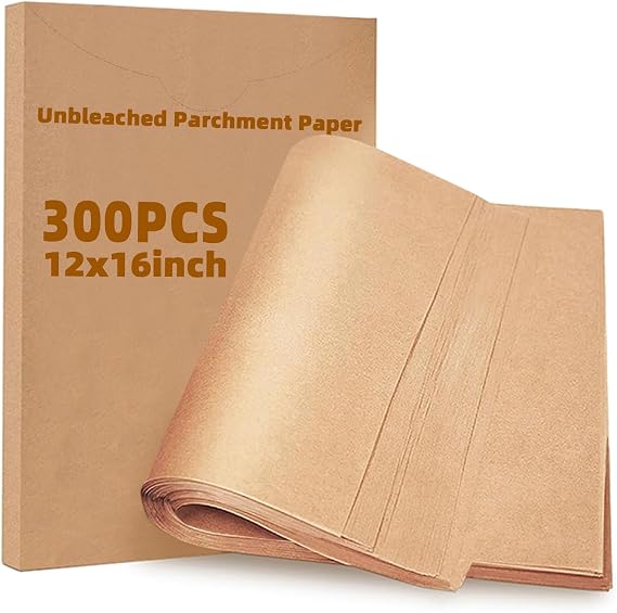 Parchment Paper Sheets,LYHOLKEER 300pcs 12x16 Inches Unbleached Parchment Paper For Baking,Brown Parchment Paper For Air Fryer,Oven,Baking,Grilling,Non-stick Oil-proof Precut Baking Parchment