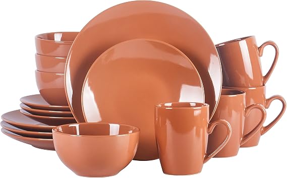 Color Wave Stoneware 16 Piece Dinnerware Set, Honey Milk