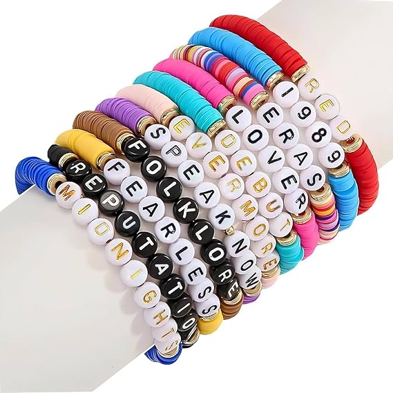 11 Pcs Taylor Friendship Bracelets Set – Colourful Bohemian Style Letter Bracelets for Women & Men – Trendy Concert Souvenirs – Fashionable Taylor-Inspired Accessories