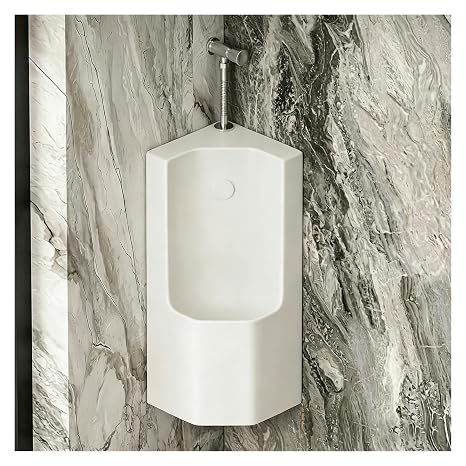 Wall Mounted Ceramic Urinal Ceramic Corner Urinal, Wall Mounted Urinals for Bathroom, Manual Flush Urinal Fixture for Small Spaces, Commercial & Home Use, Male Urinals(Color A)