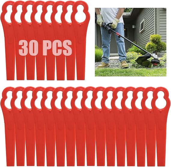 Beamely 30 Pcs Plastic Grass Trimmer Blades, Cordless Strimmer Blades 83 mm Lawn Mower Cutting Blades Garden Mower Replacement Blades for Einhell Grass Strimmer-Red