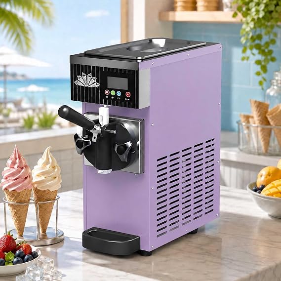 Commercial Soft Serve Ice Cream Machine 450w,Commercial Ice Cream Maker 4-5l/H With Lcd Panel,One-Touch Cleaning,Stainless Steel Soft Serve Machine For Restaurant,Café,Shop Purple