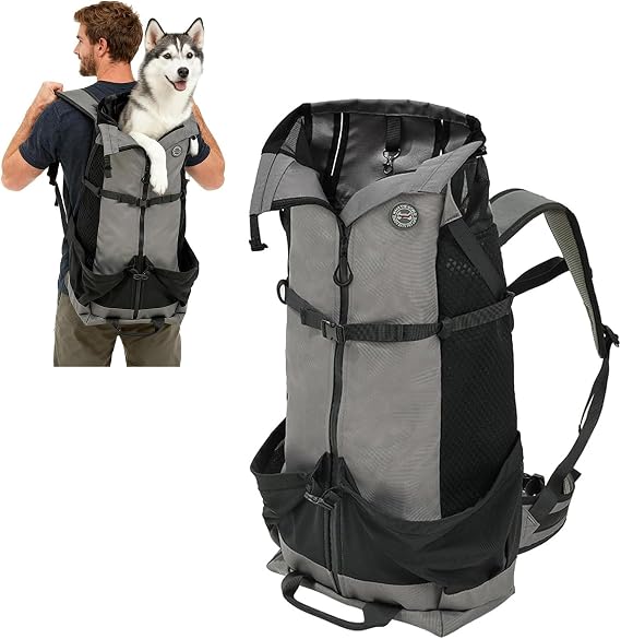 PETCUTE Pet Backpack,Portable Breathable Cat Backpack with Waterproof Lining, Hands Free Dog Carrier with Safety Harness,Hard Bottom,for Travel Hiking Climbing Walking Outdoor