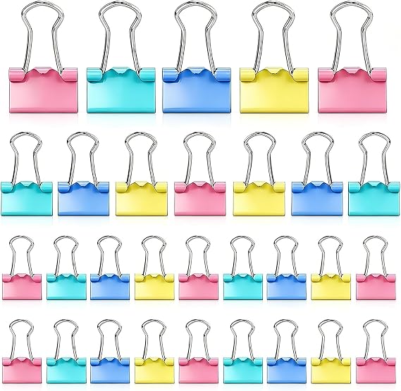 50pcs Colored Binder Clips, Upgrade Your Organization with 3 Sizes Metal Foldback Clips, Colorful Bulldog Clips, Colored Metal Binder Clips, Stationery Clamps for School & Office (15mm/19mm/25mm)