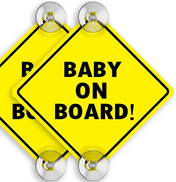 ASSURED SIGNS Baby On Board Signs for Car, 5" x 5", 2 Pack