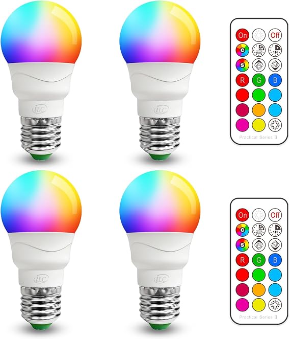 Light bulb with remote control colour changing LED lamp.