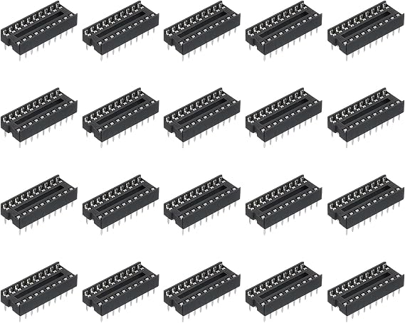 sourcing map 24Pcs DIP IC Chip Socket Adapter 7.62mm Row Pitch 20 Pin IC Assortment Kit 2.54mm/0.1" Pitch for Breadboard Project, PCB Board Design
