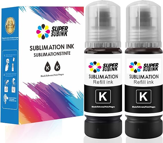 200ml Black Sublimation Ink for Epson 1800 ET2803 ET2850 ET2720 ET2760 ET4800 ET15000 Heat Press Transfer Ink