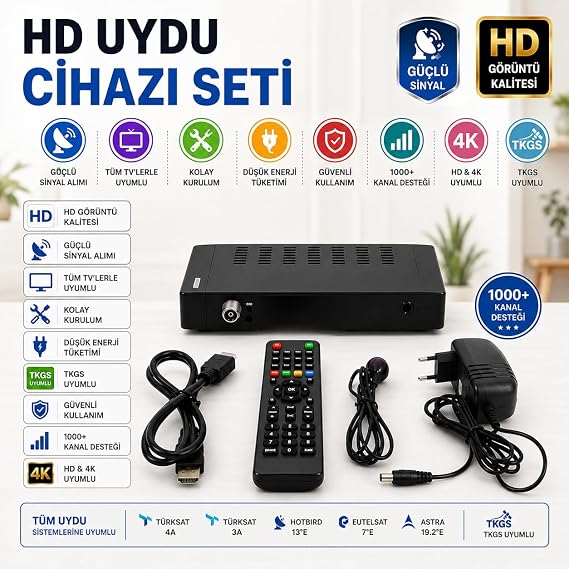 HDMI Girişli Tv İle Uyumlu Mini Uydu Alıcısı Kanalları Hazır Yüklü