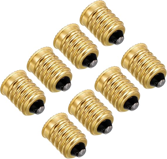 PATIKIL E14 to E12 Adapter Converter, 8 Pack Lamp Holder European Base (E14) to Candelabra Screw (E12) Reducer Light Bulb Socket, Gold Tone