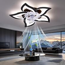 Modern Led Dimmable Ceiling Fans with Lights with Remote Control and App,50w Silent Fan Lamp with 6 Speed and Reversible,Dimmable Smart Fan Light for Bedroom,Kitchen,Dining Room,Black
