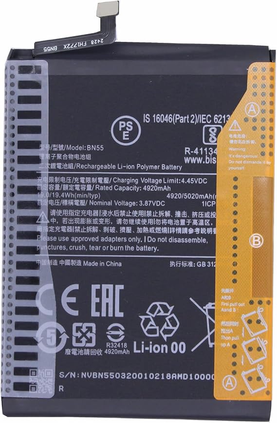 1x 5020mAh BN55 Replacement Battery For Xiaomi Redmi Note 9S Batteries