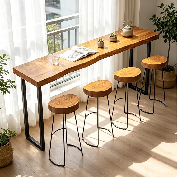 Bar Table,Solid Wood Long Counter Height Table, for Coffee Shop, Living Room, Party Room, Small Space, Pub, No Stool，120 * 45 * 105cm