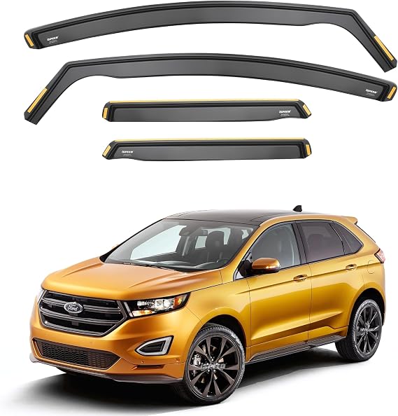 ISPEED Wind Deflectors for FORD EDGE MK2 2015-2021 5 Door SUV 4pc Set - Keep Your Car Ventilated In Rain - Reduce Wind Turbulence - Tinted In-Channel Type