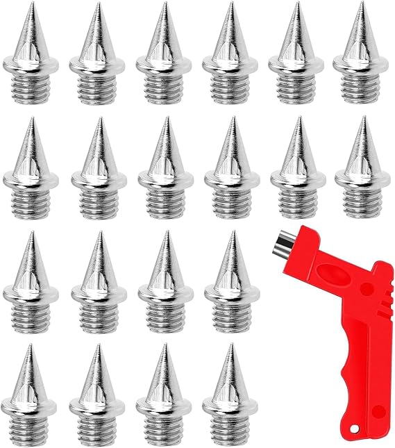20 Pcs 0.25 Inch Track Spikes For Running Shoes With 1pcs Spike Wrench Track, Track Shoe Spikes 6mm, Running Spikes For Kids, For Sprint Sports Short Running Shoes,Jumping Hiking Golf Shoe