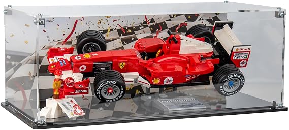 Acrylic Display Case compatible with LEGO® Icons: Ferrari F2004 & Michael Schumacher (11375) (Clear Back Panel)
