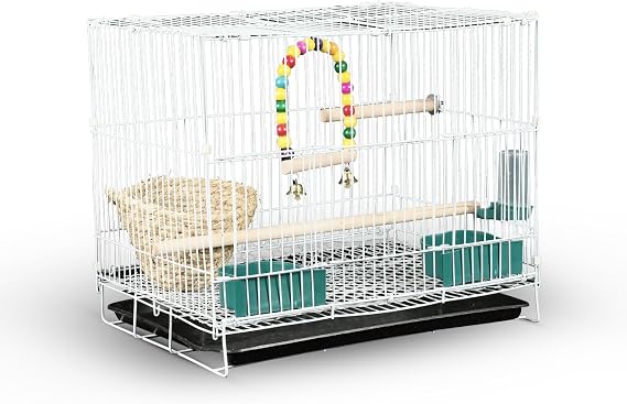 Lightweight bird cage set,with birdcage,bird toys,straw bird nest,and convenient cleaning tray,suitable for long tailed parrot, love bird, parrot, sparrow, canarie, suitable for families or travel
