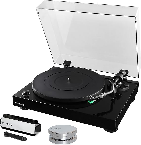 Fluance RT81 Elite High Fidelity Vinyl Turntable Record Player featuring Audio Technica AT95E, Belt Drive, Built-in Preamp with Record Weight and 3 in 1 Stylus and Record Cleaning Vinyl Accessory Kit