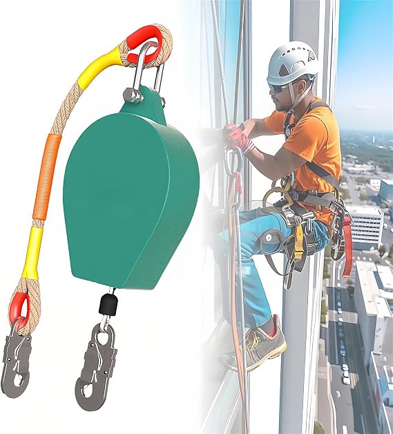 Height Safety Device, Retractable Fall Protection Rope, Personal Fall Limiter, 150kg Load Capacity, for Roofers Essential Safety Gear for Construction