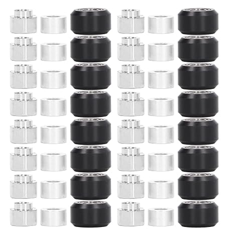 POM Pulley Wheel Set with Rubber Bearing for 3D Printers, High Speed, 48PCS Including Eccentric Spacer Round Column, Compatible with DIY 3D Printer (Black Pulley)