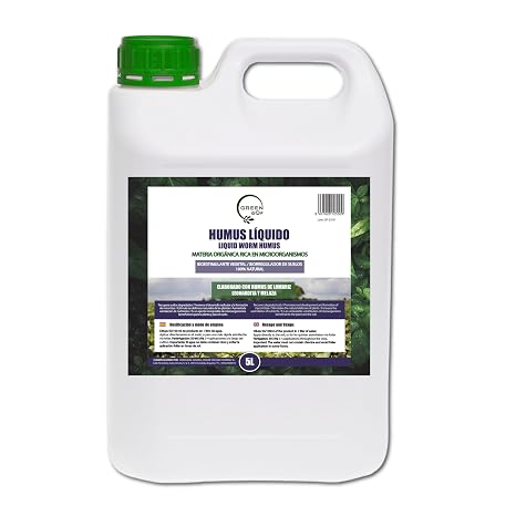 GREENGOF Humus Liquid Earthworm Premium 5L Enriched with Leonardite and Molasses. Fertilizer Rich in Microorganisms. Accelerates the Growth of Plants. Increases the Size and Quantity of Fruits.