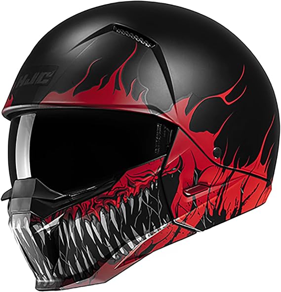 HJC I20 Scraw Ece22.06 Rated Open  Face Modular Motorcycle Crash Helmet MC1SF Red (M)