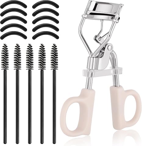 Eyelash Curler Kit Beauty Eyelash Comb with 10 Silicone Refill Pads