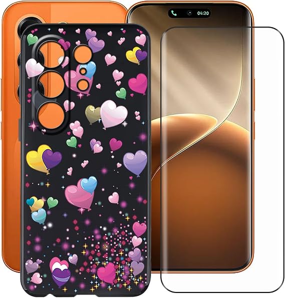 Case for Tecno Camon 50 Ultra (6.78"), with [1 X Tempered Glass Screen Protector], Soft Silicone Protective Shell, Shockproof Bumper Black Phone Case for Tecno Camon 50 Ultra - Balloon