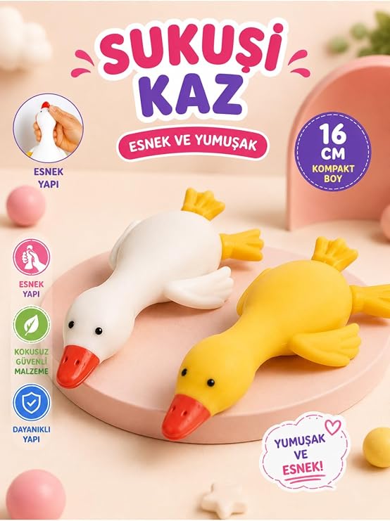 Sevİmlİ Kaz Uzun SukuŞİ Squishy Stres OyuncaĞi YumuŞak Oyuncak 16 Cm