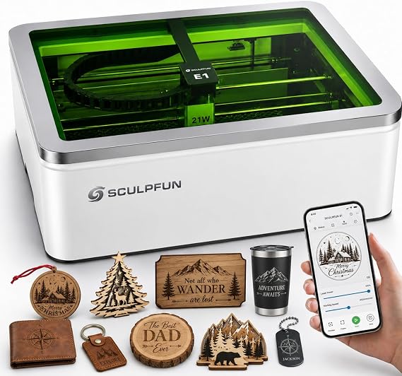 SCULPFUN E1 Pro 21000mW 封入レーザー彫刻&カッター