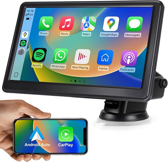 Wireless CarPlay & Android Auto Screen, 7" Touch Screen Portable Car Stereo