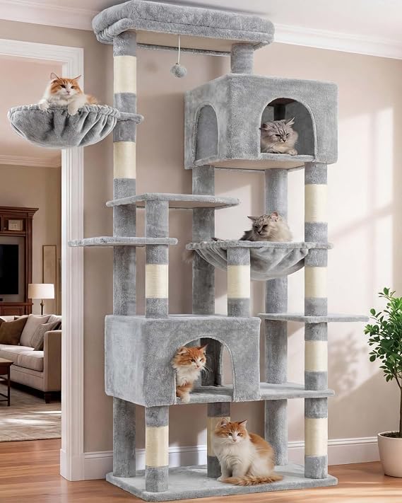 Heybly Scratching Post for Large Cats, 76 in Tower Light Grey HCT039W