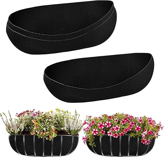 3PCS Planter Liners Fabric Trough Plant Liners, 24/30/36Inch Flower Basket Liners Replacement Felt Liner Coconut Liners Alternative for Window Wall Hanging Basket Planter (24inch)