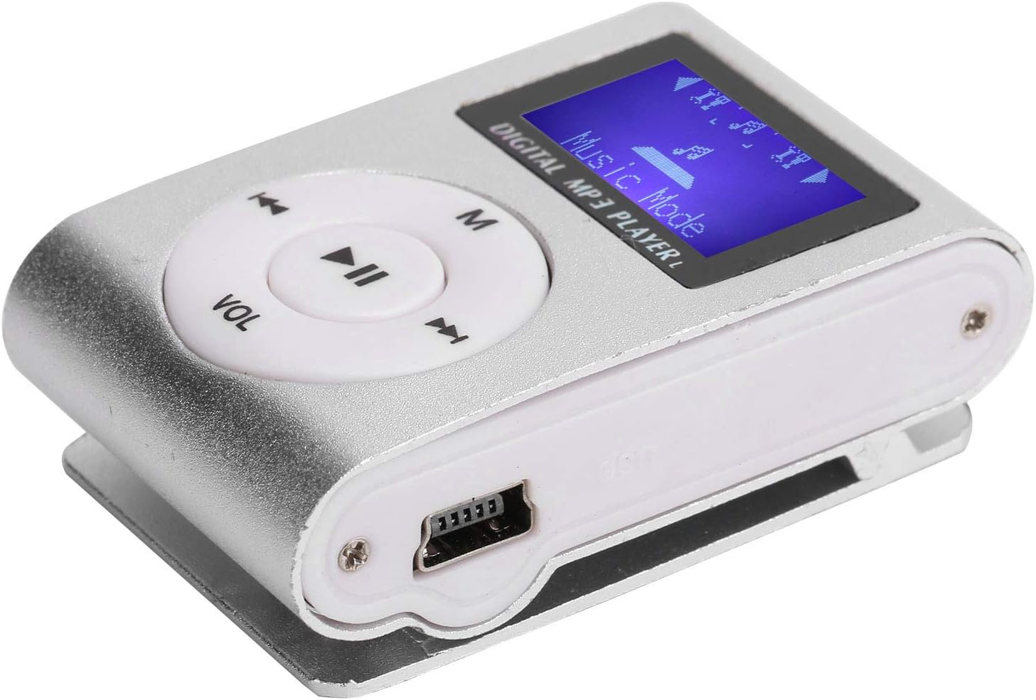 SD Card Player Music, Portable Mini MP3 Player Support 32Gb Portable Mini MP3 Music Player Sport Back Clip MP3 Player LCD Screen MP3 Support Memory Card Silver