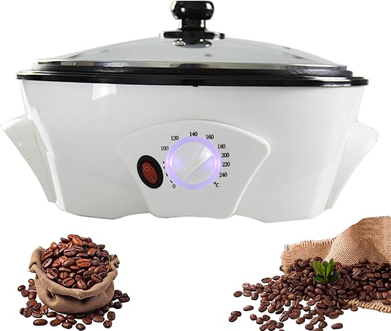 Electric Coffee Bean Roaster - 1200W Hot Air Automatic Roasting Machine with Adjustable Temperature 0-240°C and Non-Stick Coating for Cafe, Restaurant, Home 110V