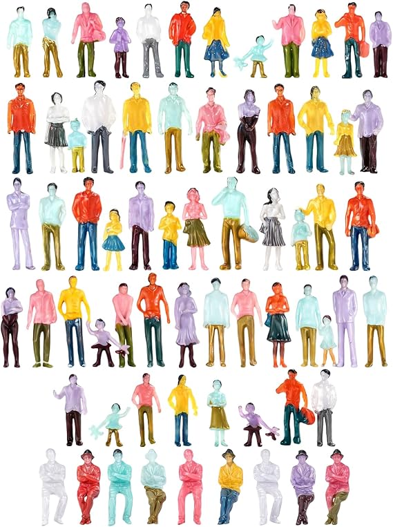 Mini Figures, 150 Pcs Miniature People Figures for Garden Landscaping and Architectural Models, 1:150 Scale Little People with Various Poses, Ideal for Train Layouts and Micro Photography