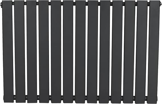 Flat Single Column Radiator 600mm x 910mm Modern Designer Single Panel Central Heating Heater Matt Anthracite Grey Carbon Steel Horizontal Kitchen Living Room FREE Cleaning Brush Fixing Kit & Brackets