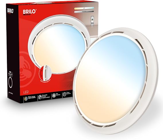 BRILONER - LED Ceiling Light with Fan, Remote Control, Adjustable CCT and Dimmable Lighting, 6 Speeds, LED Fan, Ceiling Fans, Lights Living Room, Lights for Bedroom, 14 x 17.5 cm, White [Energy Class F]
