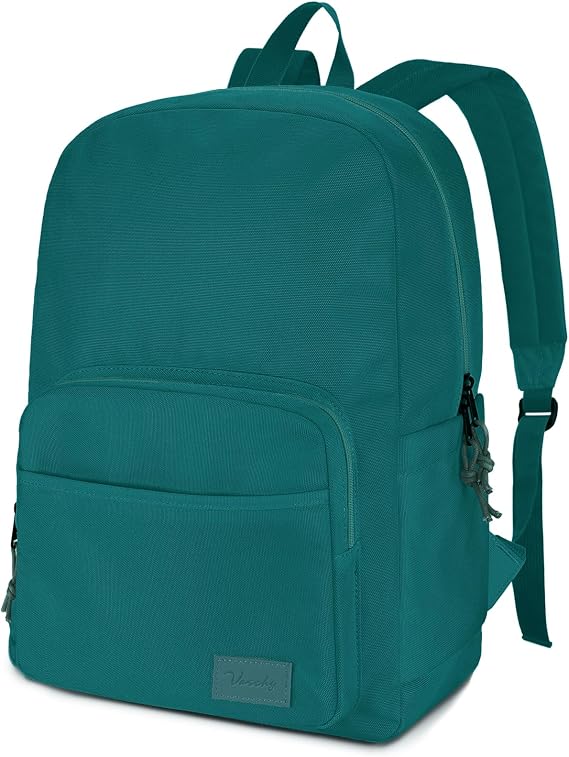 VASCHY School Backpack, Lightweight Bookbag Schoolbag for Boys Girls Casual Basic Simple Rucksack Daypack for Men Women Dark Green
