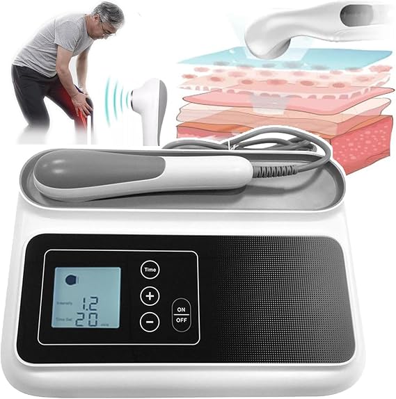 Ultrasonic Therapy Machine Portable Pain Relief Device, Ultrasound Physiotherapy Equipment, 5 Gears Intensity Touch Control, for Knees Shoulders Lumbar Arms Neck