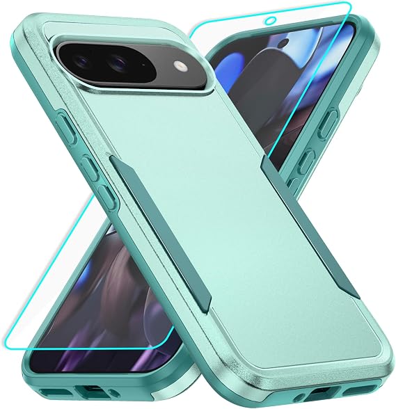 Google Pixel 9/Pixel 9 Pro用ケース 画面保護付き:高耐久 保護 耐衝撃 傷防止 携帯電話ケース Google Pixel 9/Pixel 9 Pro用 グリーン