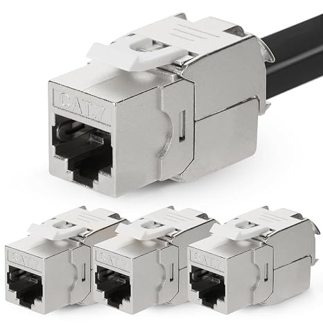 OFFCUP Keystone Module, 4PCS Cat 7 Jack, Shielding RJ45 Connector, Aluminum Alloy Tool-Free Assembly Cable Connector